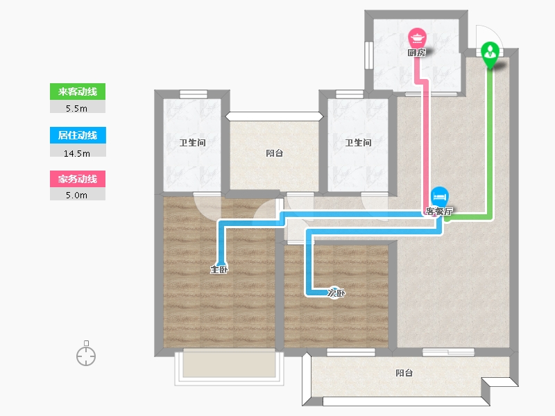 湖南省-长沙市-湾田望江府建面107㎡-79.40-户型库-动静线