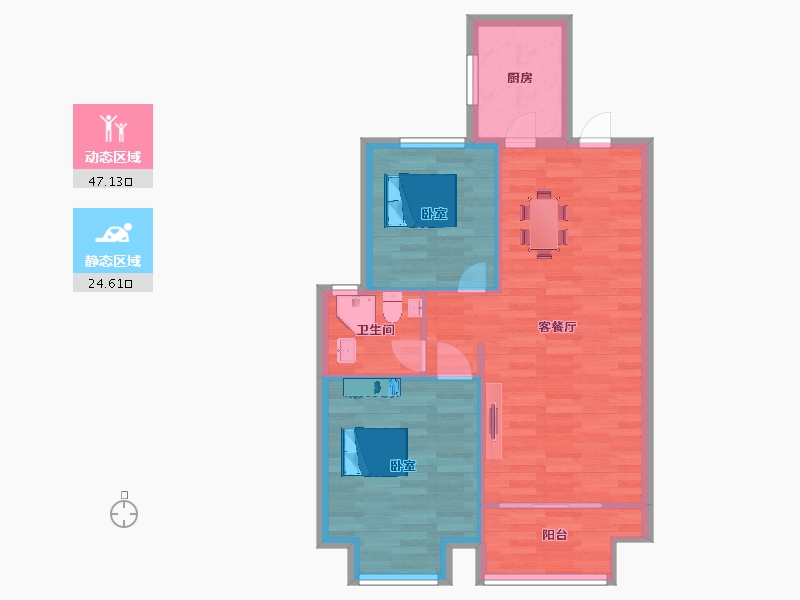 江苏省-南京市-旭辉银城江山御1幢,2幢,4幢B户型82m²-65.99-户型库-动静分区