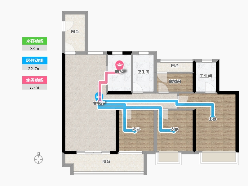 湖南省-长沙市-湾田望江府13栋8栋建面130㎡-97.40-户型库-动静线