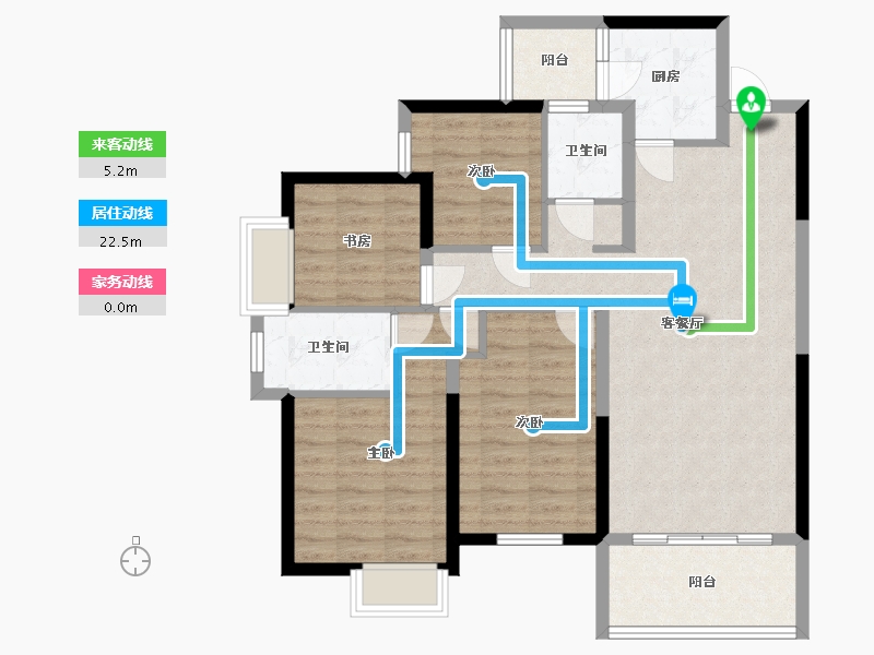 湖南省-长沙市-万润滨江天著7栋建面130㎡-94.49-户型库-动静线