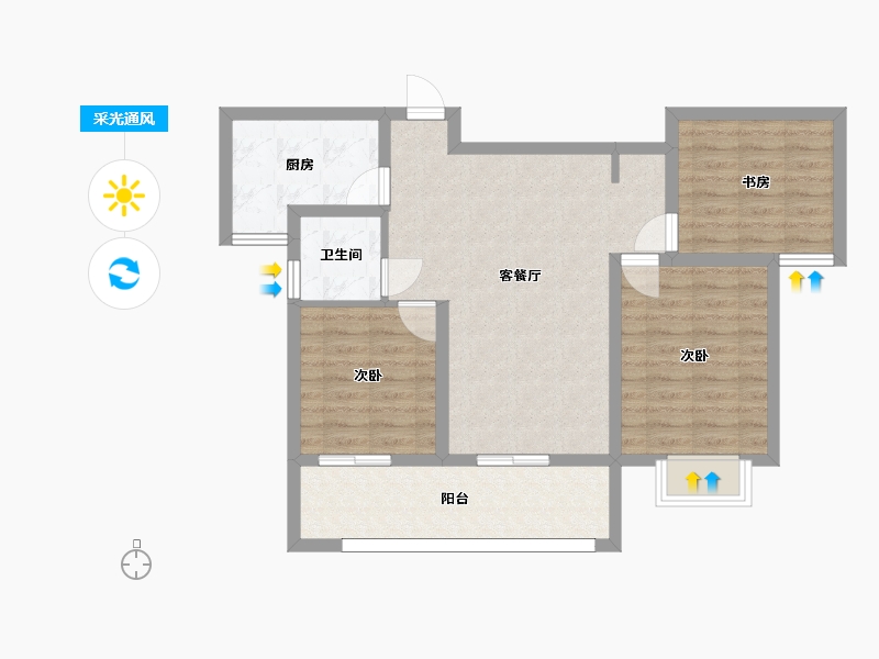 湖南省-长沙市-亿达智造小镇6栋,15栋,16栋,14栋,11号楼建面106㎡-77.94-户型库-采光通风