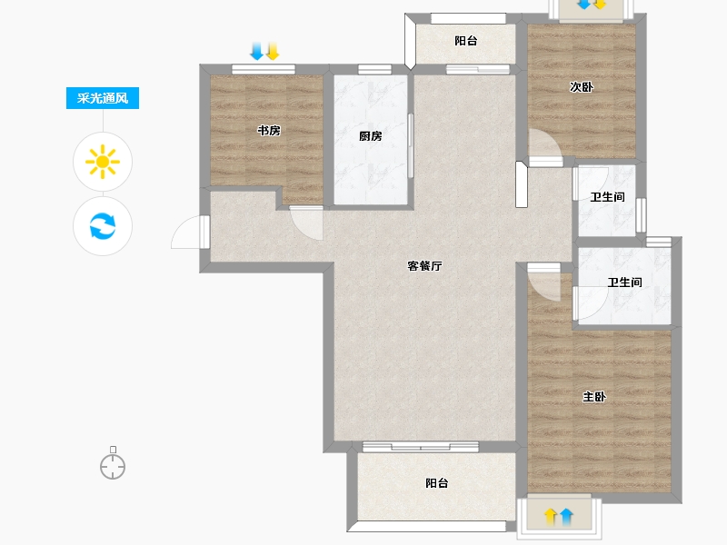 湖南省-长沙市-亿达智造小镇6栋,2栋建面115㎡-89.15-户型库-采光通风