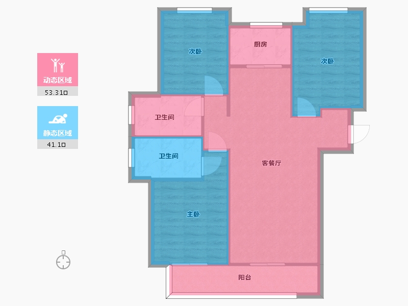 湖南省-长沙市-长沙融创城A16栋建面117㎡-84.68-户型库-动静分区