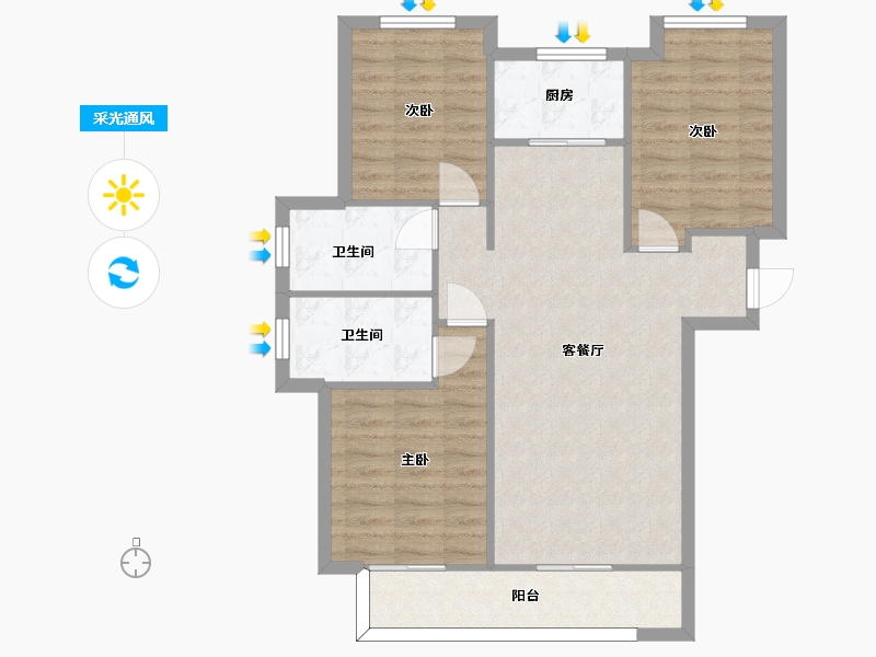 湖南省-长沙市-长沙融创城A16栋建面117㎡-84.68-户型库-采光通风