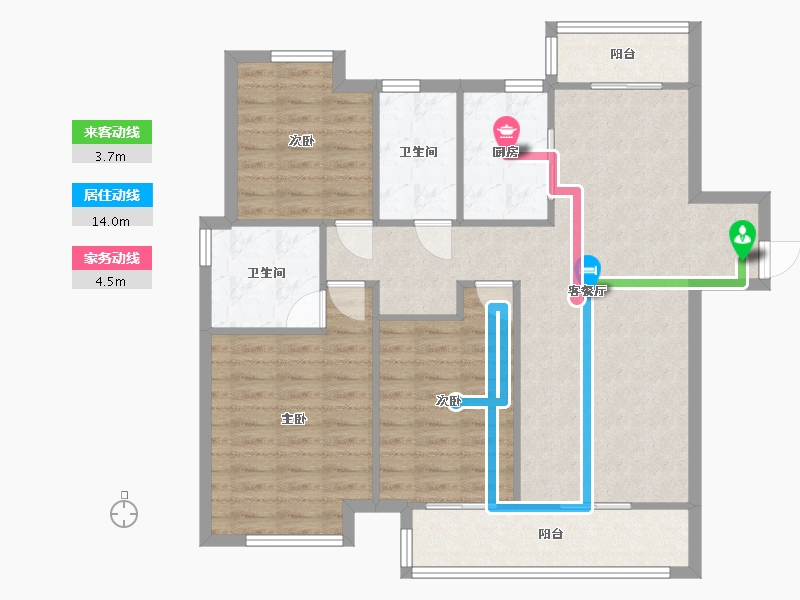 湖南省-长沙市-长沙融创城A-8号楼,A9号楼,A13栋建面128㎡-95.78-户型库-动静线