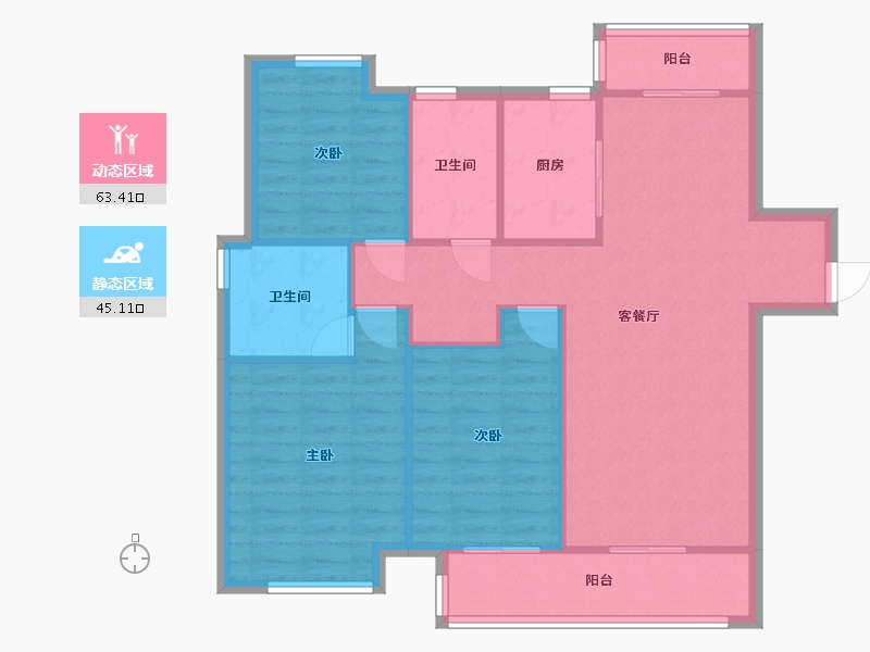 湖南省-长沙市-长沙融创城A-8号楼,A9号楼,A13栋建面128㎡-95.78-户型库-动静分区