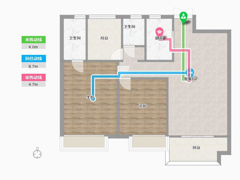 湖南省-长沙市-正荣财富中心建面112㎡-87.83-户型库-动静线