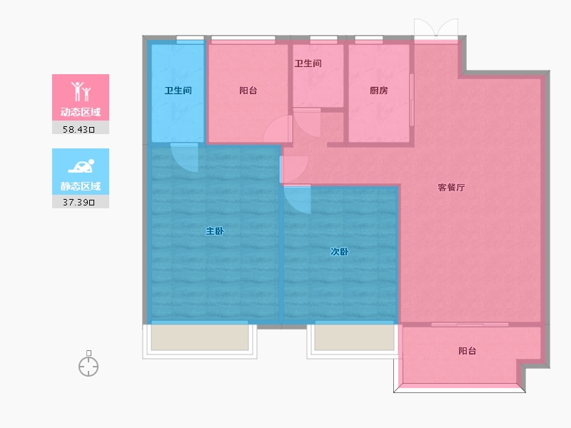 湖南省-长沙市-正荣财富中心建面112㎡-87.83-户型库-动静分区