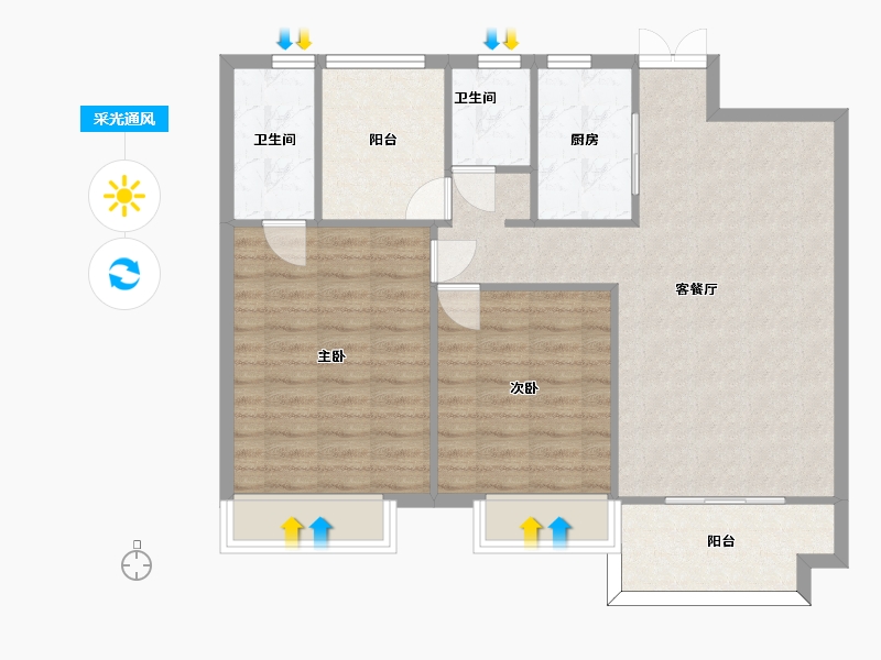 湖南省-长沙市-正荣财富中心建面112㎡-87.83-户型库-采光通风