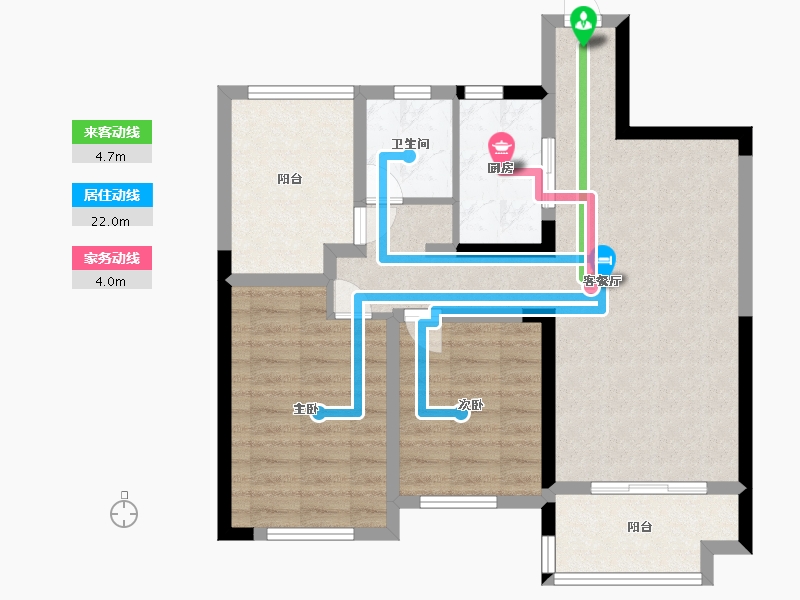 湖南省-长沙市-正荣财富中心建面97㎡-77.60-户型库-动静线