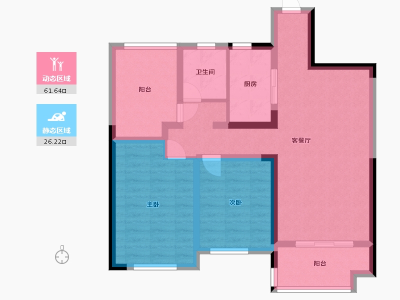 湖南省-长沙市-正荣财富中心建面97㎡-77.60-户型库-动静分区