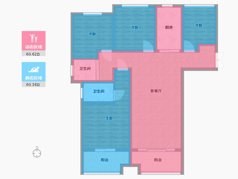 湖南省-长沙市-正荣财富中心建面134㎡-107.20-户型库-动静分区