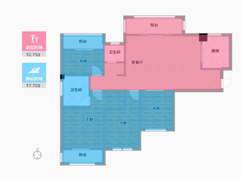 湖南省-长沙市-中粮鸿云5号楼建面128㎡-100.12-户型库-动静分区