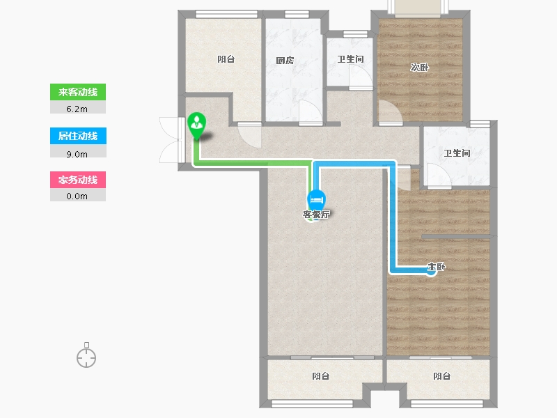 湖南省-长沙市-正荣财富中心建面116㎡-95.52-户型库-动静线