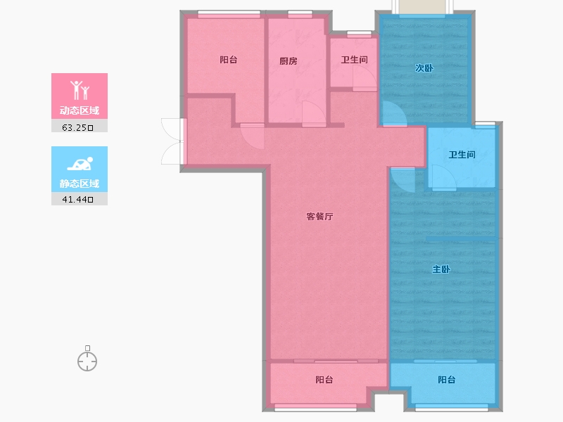 湖南省-长沙市-正荣财富中心建面116㎡-95.52-户型库-动静分区