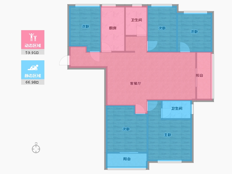 湖南省-长沙市-正荣财富中心建面145㎡-116.00-户型库-动静分区