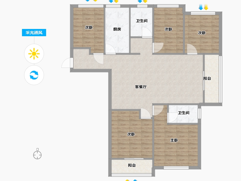 湖南省-长沙市-正荣财富中心建面145㎡-116.00-户型库-采光通风