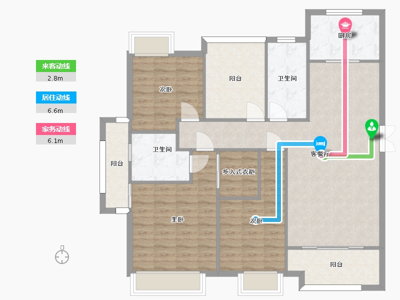 湖南省-长沙市-正荣财富中心建面143㎡-112.24-户型库-动静线