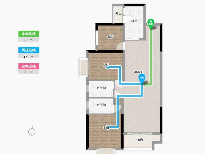 湖南省-长沙市-珠江东方明珠三期15栋建面117㎡-90.65-户型库-动静线