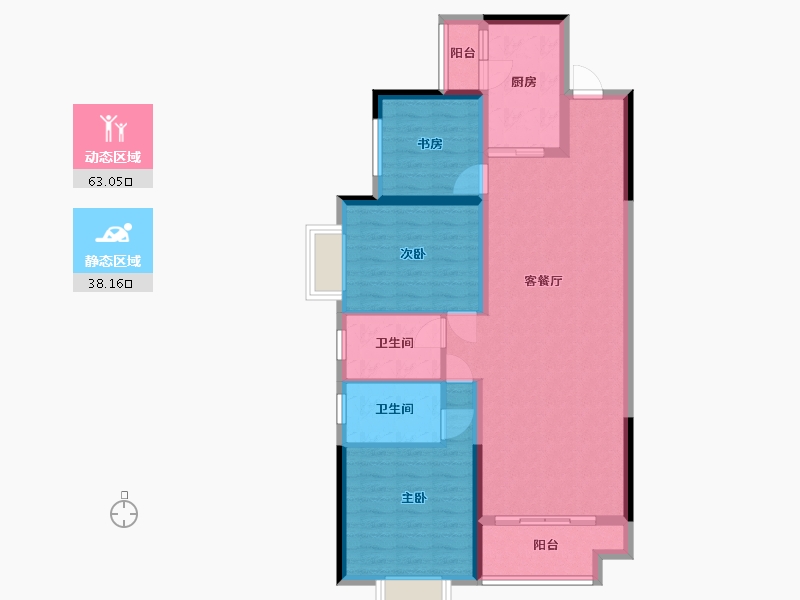 湖南省-长沙市-珠江东方明珠三期15栋建面117㎡-90.65-户型库-动静分区