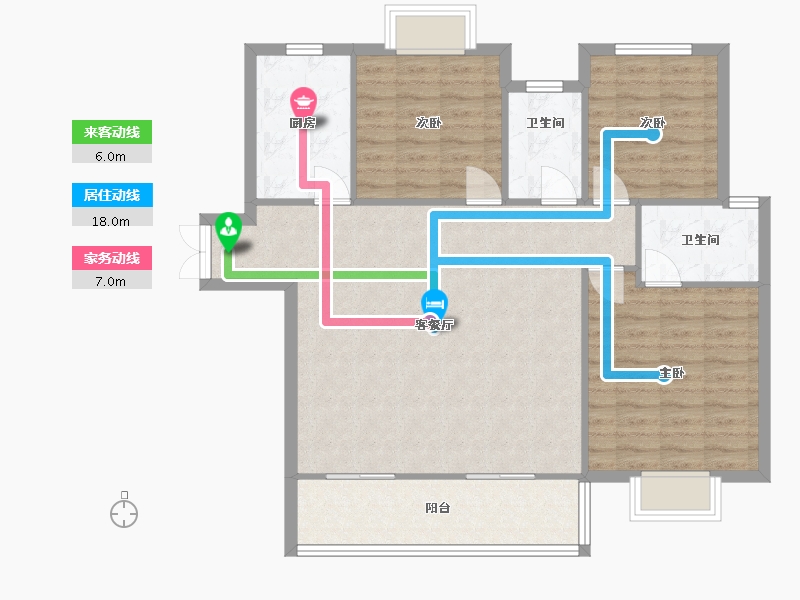 湖南省-长沙市-珠江东方明珠三期15栋建面122㎡-99.07-户型库-动静线