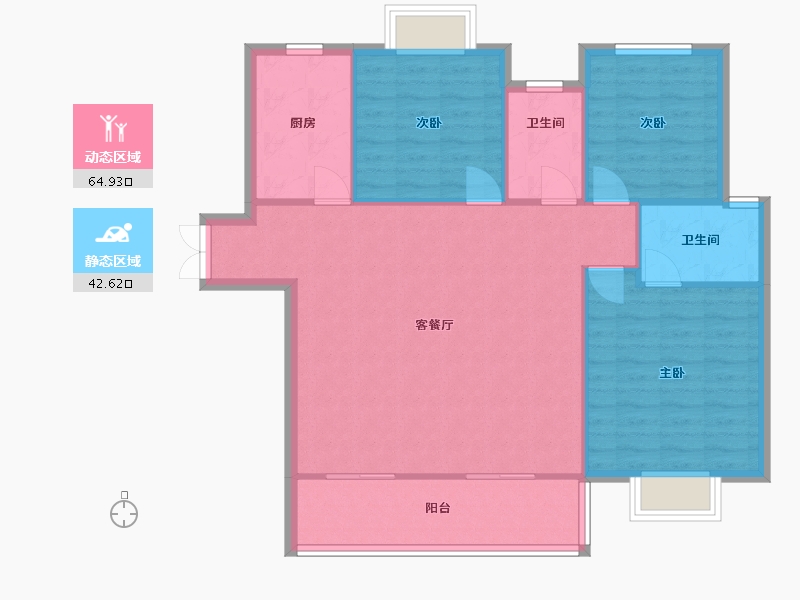 湖南省-长沙市-珠江东方明珠三期15栋建面122㎡-99.07-户型库-动静分区