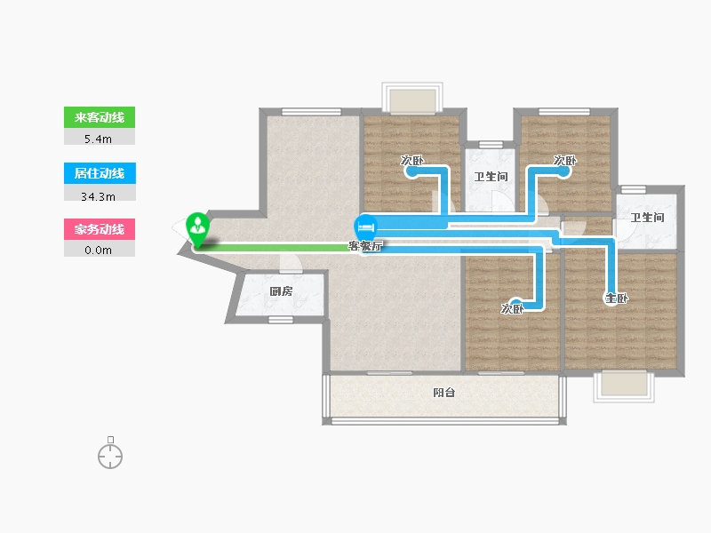 湖南省-长沙市-珠江东方明珠三期14栋建面143㎡-113.16-户型库-动静线