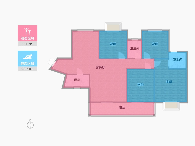 湖南省-长沙市-珠江东方明珠三期14栋建面143㎡-113.16-户型库-动静分区