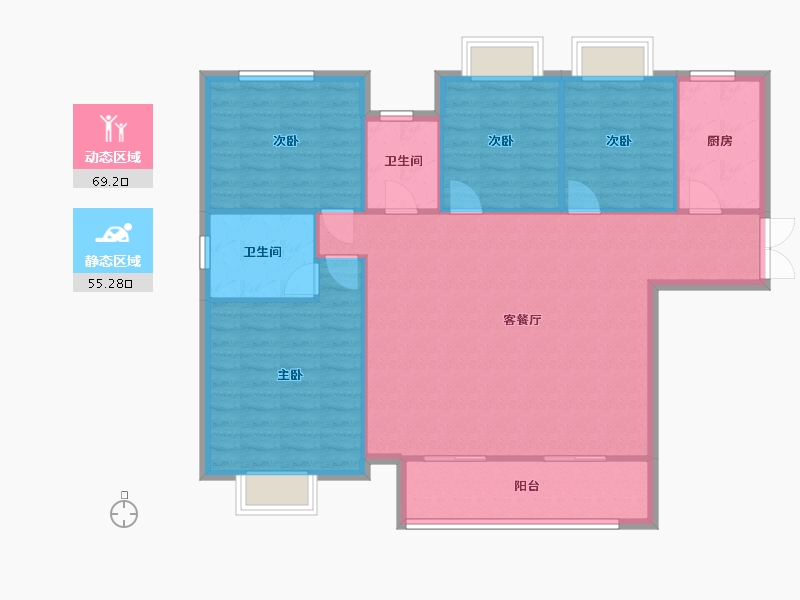 湖南省-长沙市-珠江东方明珠三期15栋建面145㎡-114.93-户型库-动静分区