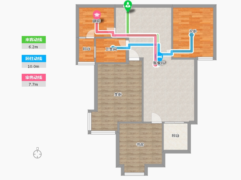 河南省-郑州市-润城时光里建面113m2-90.40-户型库-动静线