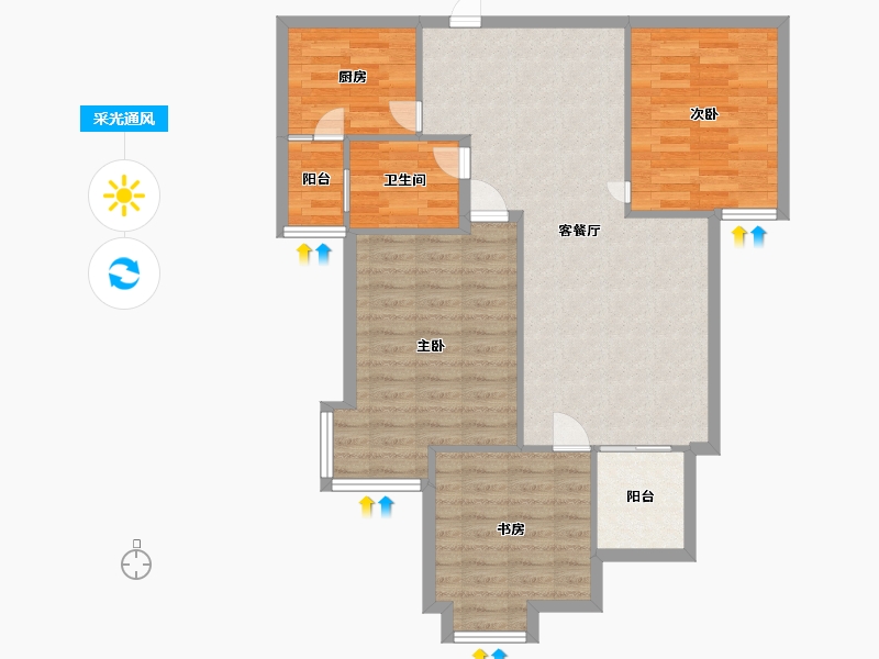 河南省-郑州市-润城时光里建面113m2-90.40-户型库-采光通风