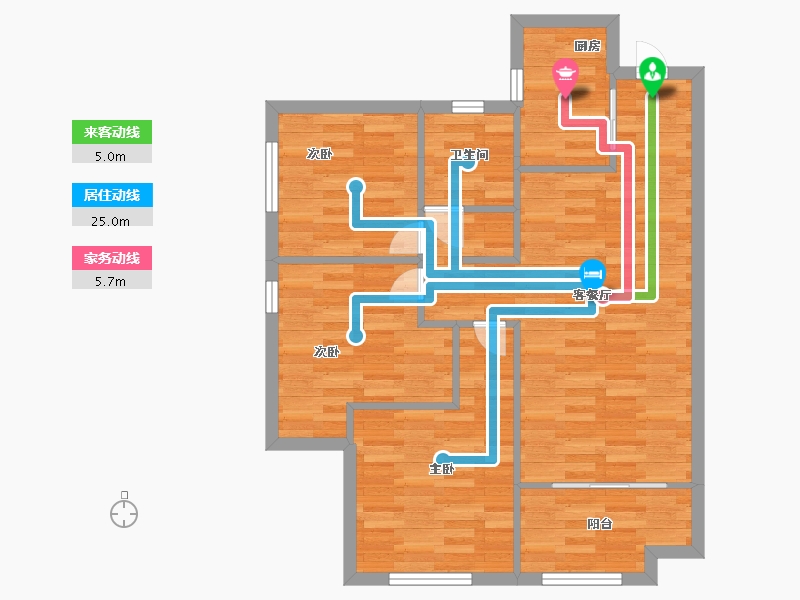 河南省-郑州市-阳光城丽景公馆二期4号楼,二期5号楼,二期6号楼建面92m2-73.69-户型库-动静线