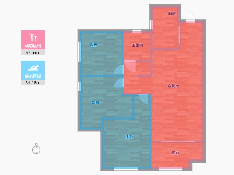 河南省-郑州市-阳光城丽景公馆二期4号楼,二期5号楼,二期6号楼建面92m2-73.69-户型库-动静分区