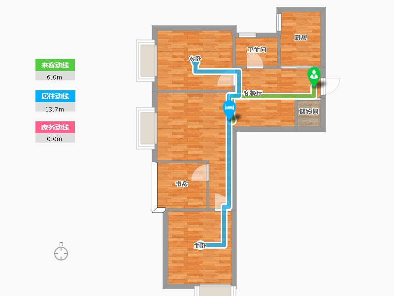 河南省-郑州市-九龙城九龙国际四期7号楼建面89m2-71.35-户型库-动静线