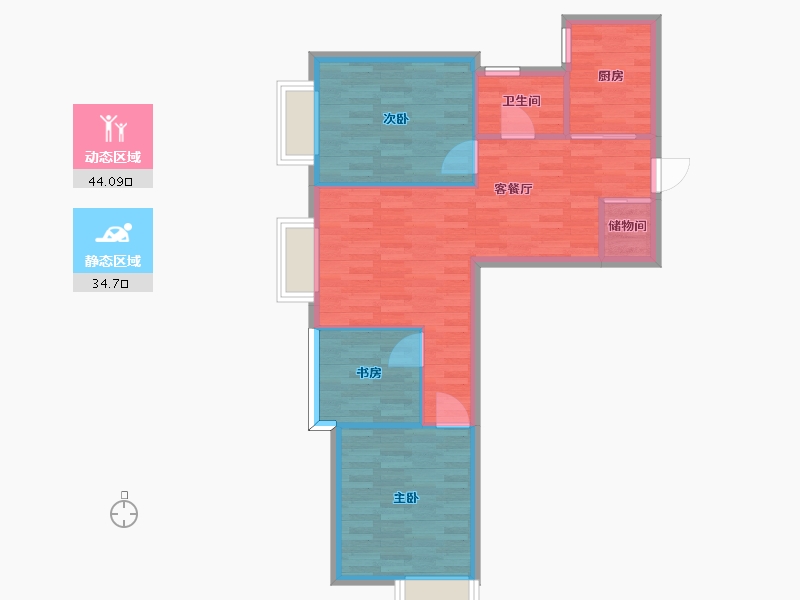 河南省-郑州市-九龙城九龙国际四期7号楼建面89m2-71.35-户型库-动静分区