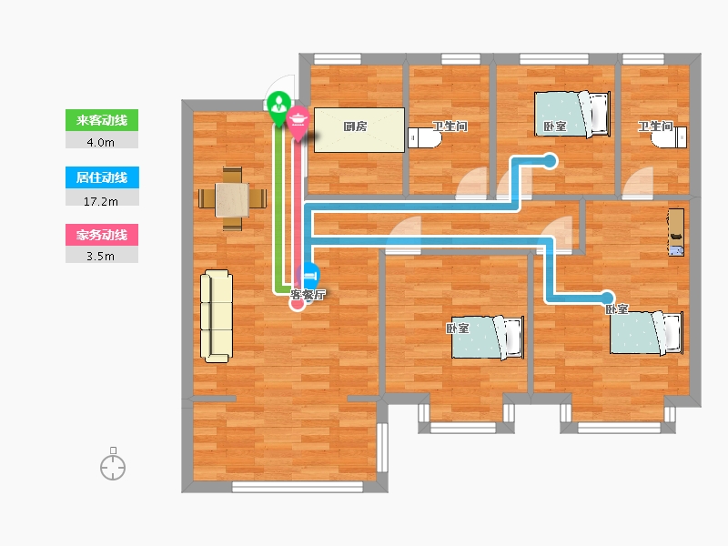 江苏省-南京市-上东逸境3幢C户型102m²-80.99-户型库-动静线