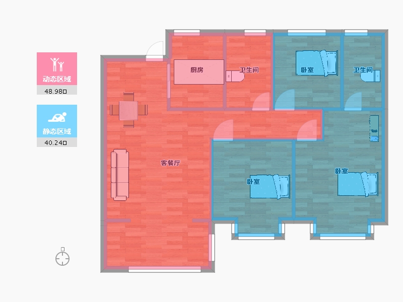 江苏省-南京市-上东逸境3幢C户型102m²-80.99-户型库-动静分区