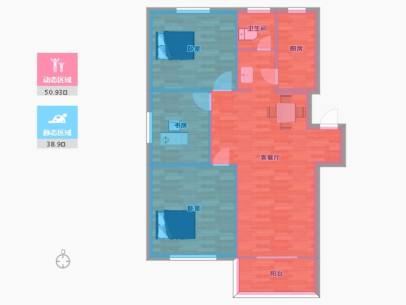 江苏省-南京市-淳东花园97m²-81.97-户型库-动静分区