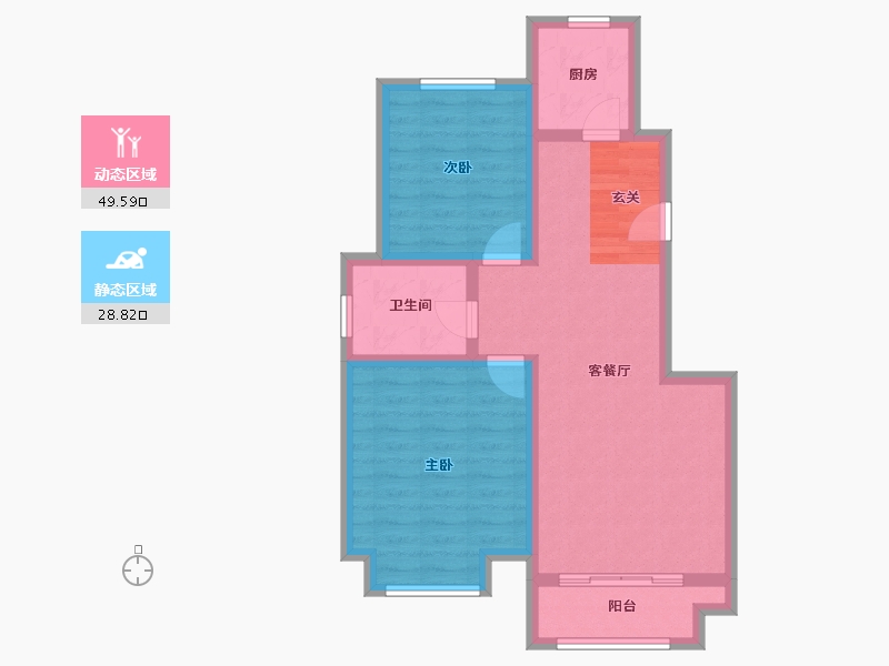 河南省-郑州市-忆江南省级旅游度假区31号楼,33号楼,73号楼,77号楼87m²-69.60-户型库-动静分区