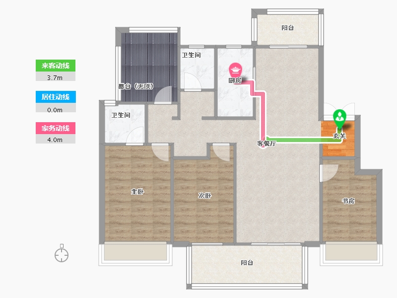 河南省-郑州市-东原阅境13,5,6129m²-103.21-户型库-动静线