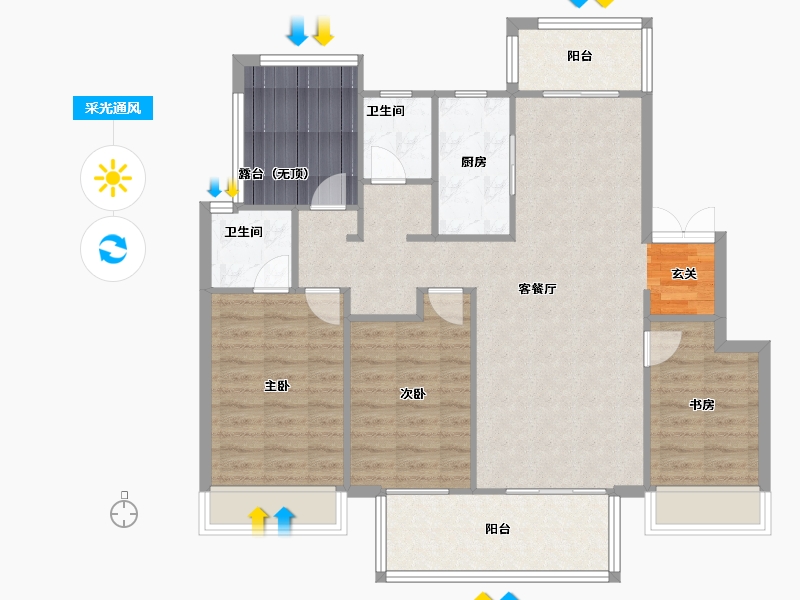 河南省-郑州市-东原阅境13,5,6129m²-103.21-户型库-采光通风