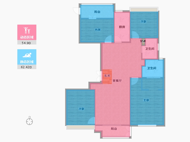 河南省-郑州市-华润紫云府云栖135m²-107.99-户型库-动静分区