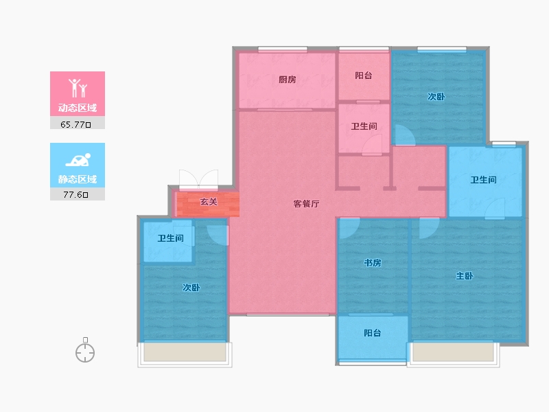 河南省-郑州市-绿城明月江南6165m²-131.99-户型库-动静分区