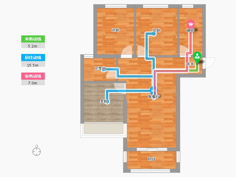 河南省-郑州市-福晟谦祥钱隆城8号楼,三期9号楼105m²-65.39-户型库-动静线