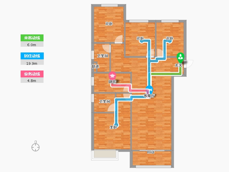 河南省-郑州市-金科城三期2号楼,三期3号楼138m²-110.40-户型库-动静线