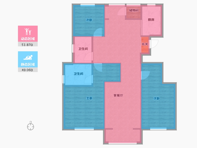 河南省-郑州市-正商湖西学府1号楼,2号楼,3号楼,4号楼,5号楼117m²-93.59-户型库-动静分区