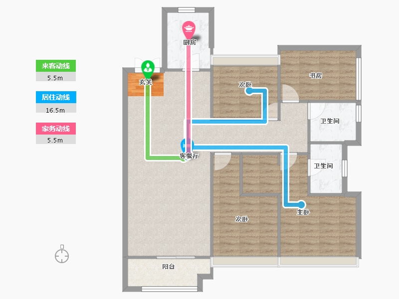 河南省-郑州市-华润紫云府云幕135m²-108.00-户型库-动静线