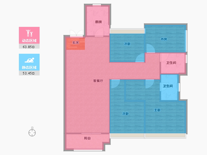 河南省-郑州市-华润紫云府云幕135m²-108.00-户型库-动静分区