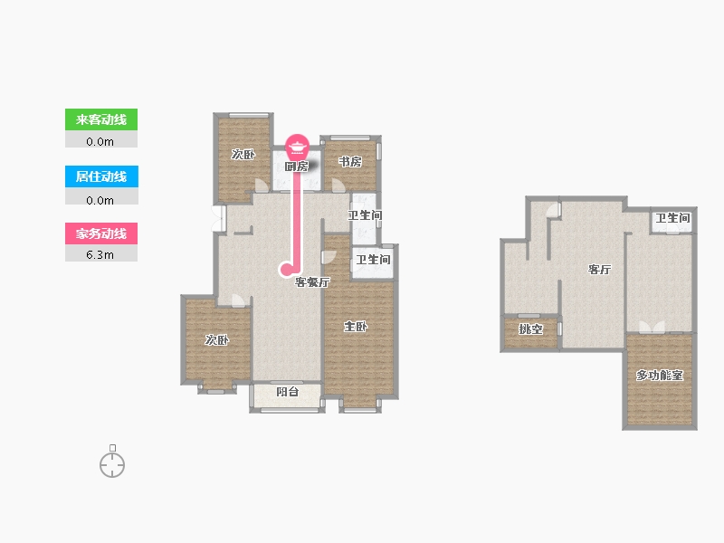 江苏省-南京市-弘阳燕澜七缙01幢,02幢,07幢190m²-253.00-户型库-动静线