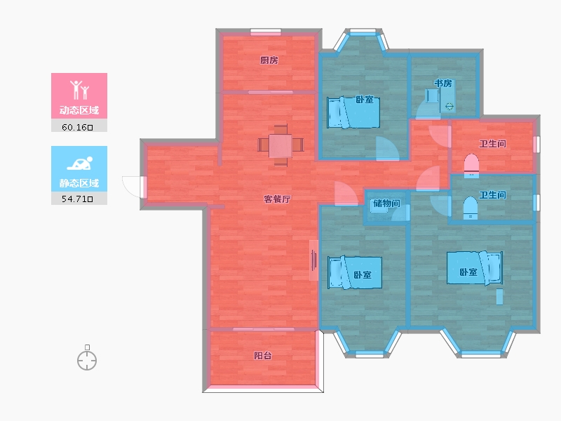 江苏省-南京市-金象朗诗红树林03幢130m²-104.14-户型库-动静分区